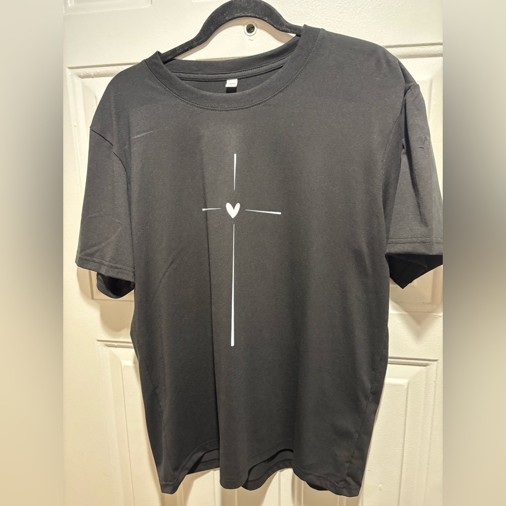 Black Graphic T-Shirt with Cross Design